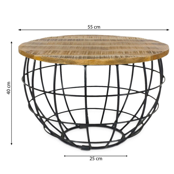 Side table sustainable coffee table coffee table round Lexington ø 55 cm solid metal frame